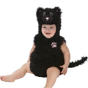 Kids Infant Romper, 6-12 Months, Black Cat